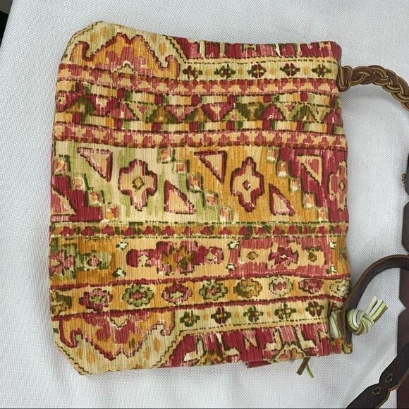 Handmade Upcycled Material & Leather Southwest Crossbody Bag - Picture 9 of 13